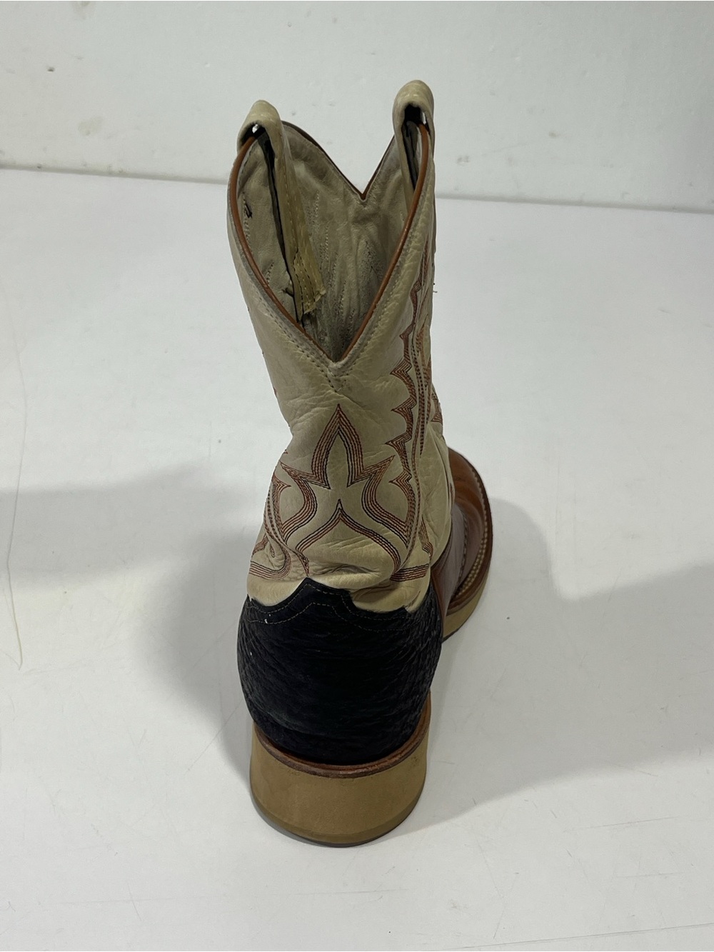 Tony Lama Two-Tone Brown and Cream Western Cowboy Boots - Picture 9 of 16